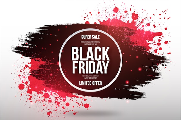 Vetor grátis banner super venda de black friday com moldura de pincel