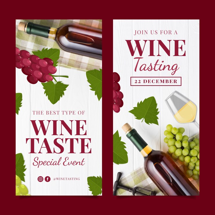 Vetor grátis banner vertical de degustação de vinhos