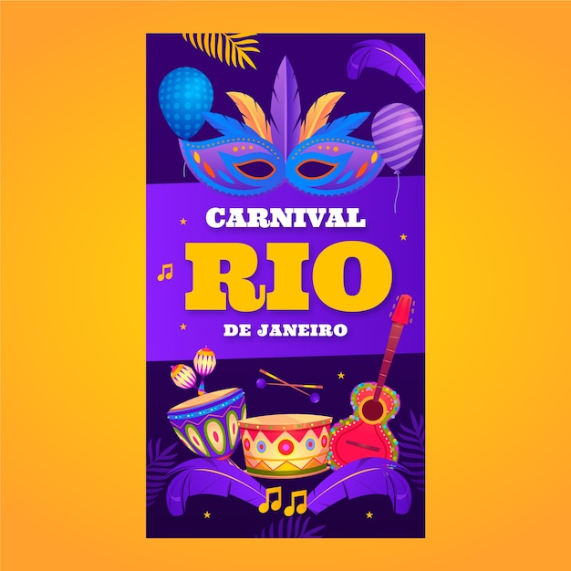 Banner vertical gradiente de carnaval