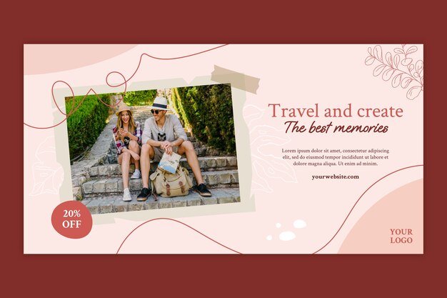 Banner web de viagem desenhado à mão