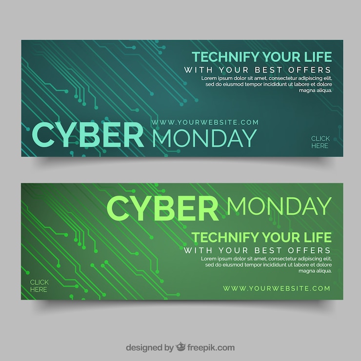 Vetor grátis banners abstratos do cyber-monday