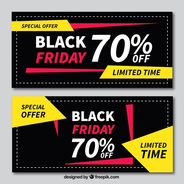 banners Black Friday com formas geométricas