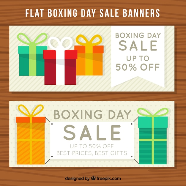 Banners boxing day com presentes planas