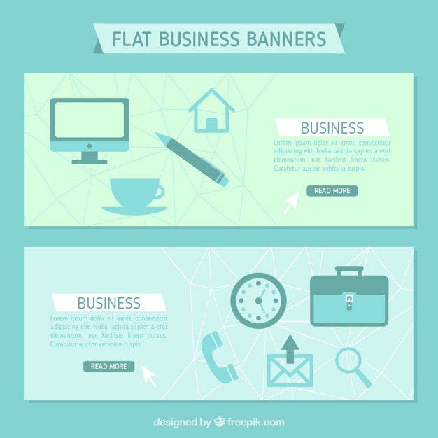 Banners business flat em tons suaves