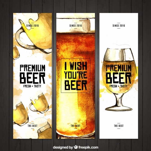 Vetor grátis banners cerveja watercolor