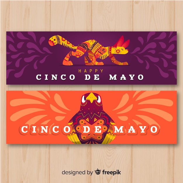 Vetor grátis banners cinco de mayo