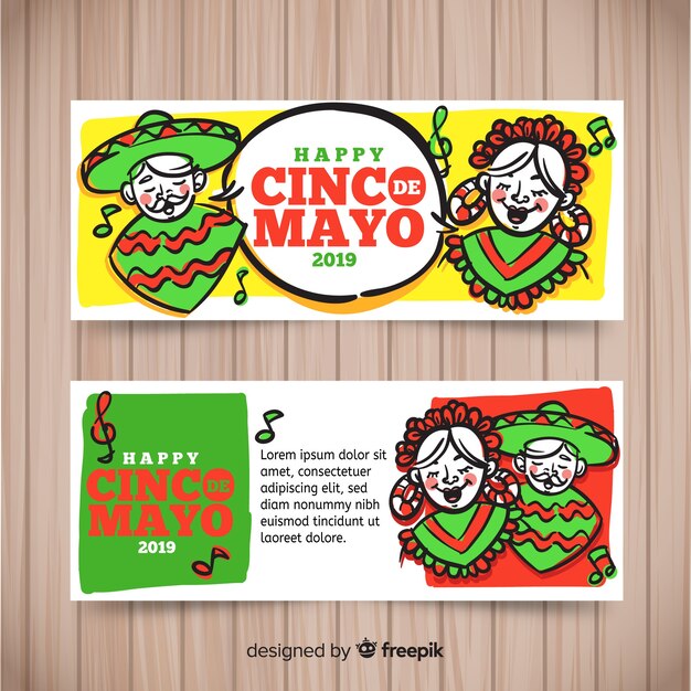 Vetor grátis banners cinco de mayo