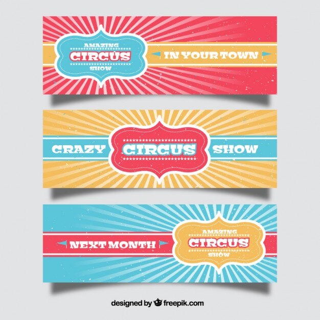 Vetor grátis banners circus show vintage