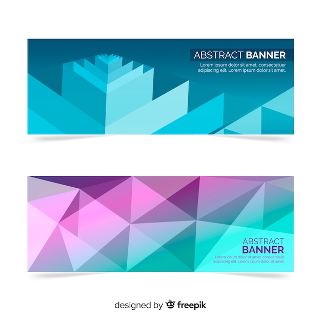 Banners coloridos com formas abstratas