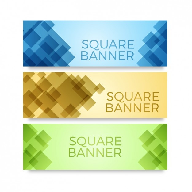 Banners coloridos com quadrados