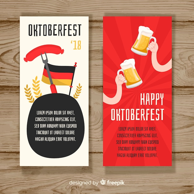 Banners coloridos de oktoberfest com design plano