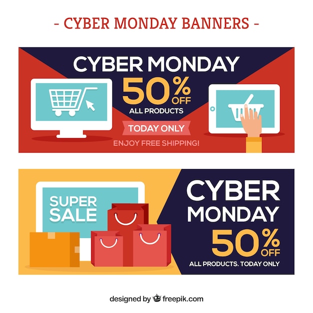 Banners criativos de cyber lunes