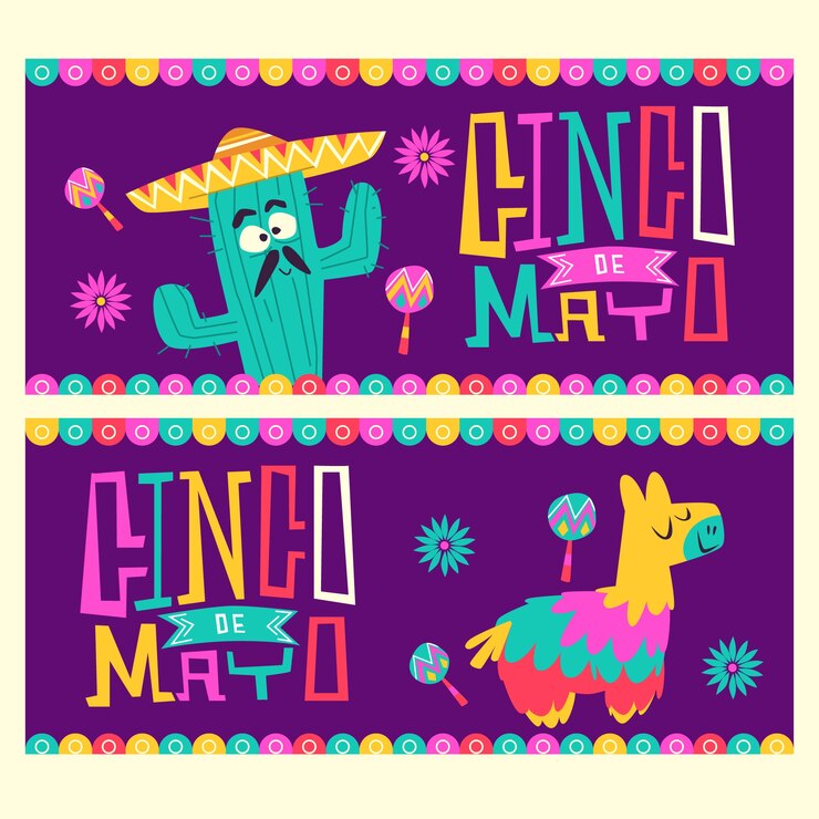 Vetor grátis banners criativos de design plano cinco de maio