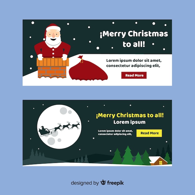 Banners criativos de natal em design plano