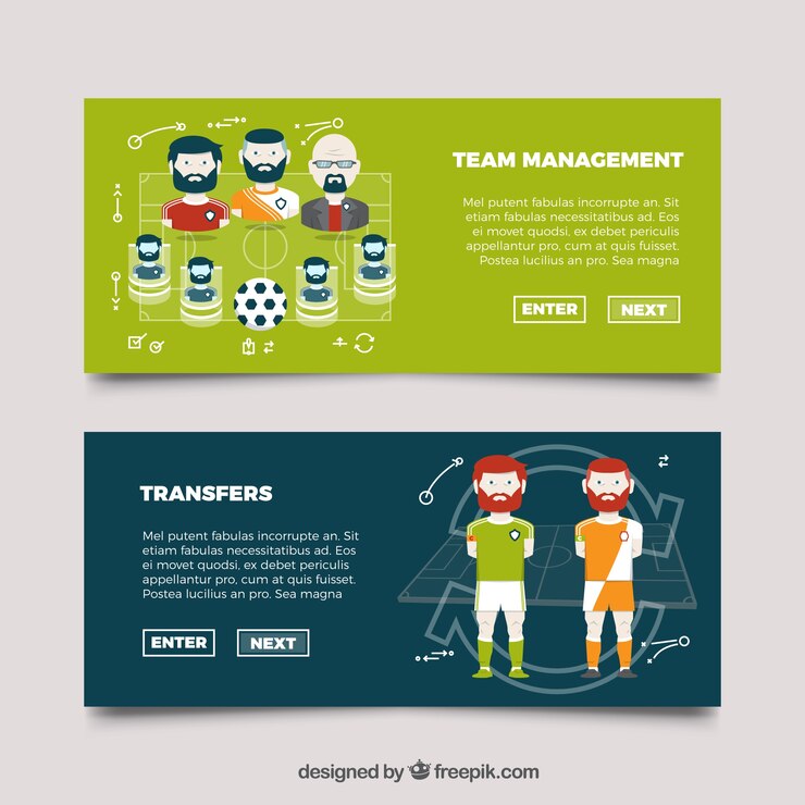 Vetor grátis banners da equipa de futebol