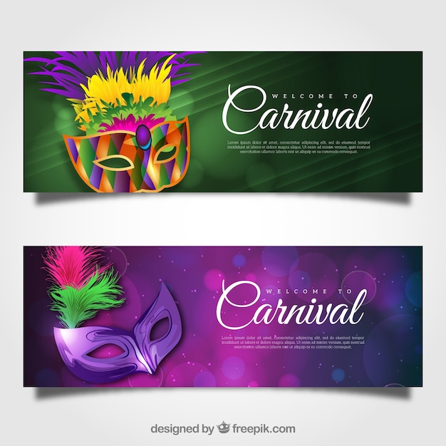 Vetor grátis banners de carnaval borrados