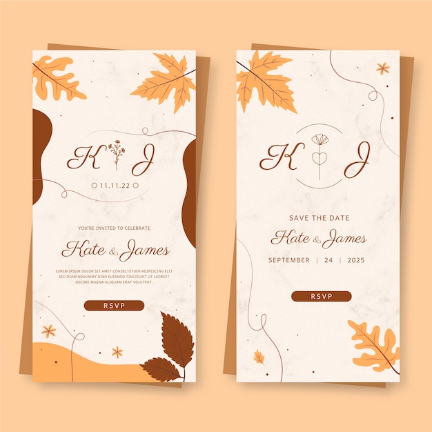 Vetor grátis banners de casamento desenhados à mão na vertical