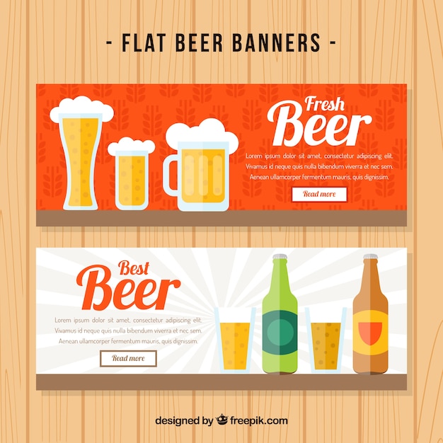 Vetor grátis banners de cerveja no estilo do vintage