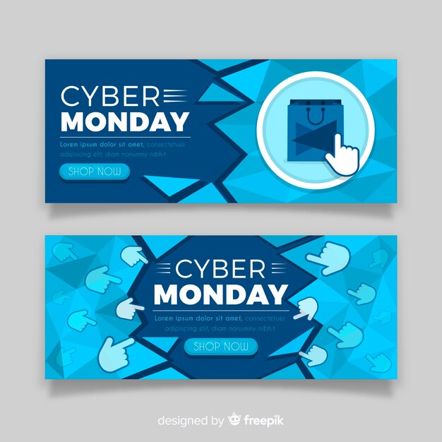 Banners de cyber segunda-feira de design plano