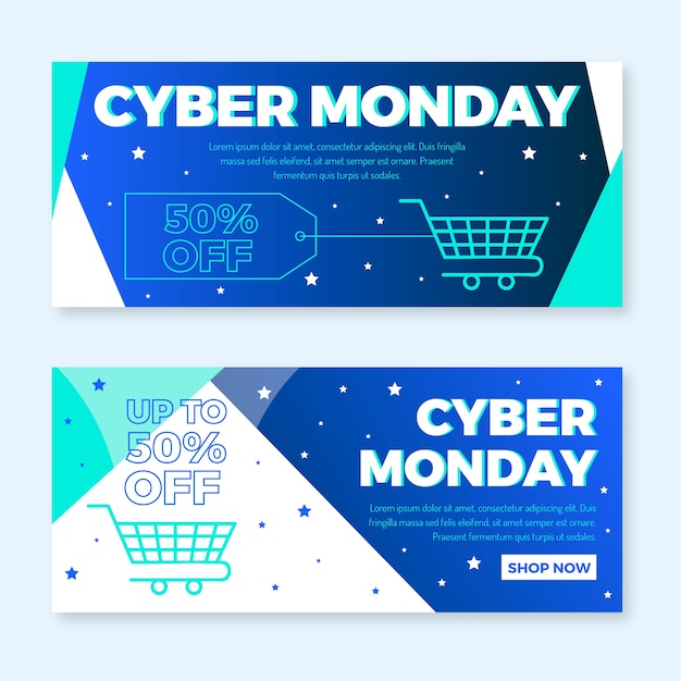 Banners de cyber segunda-feira de design plano