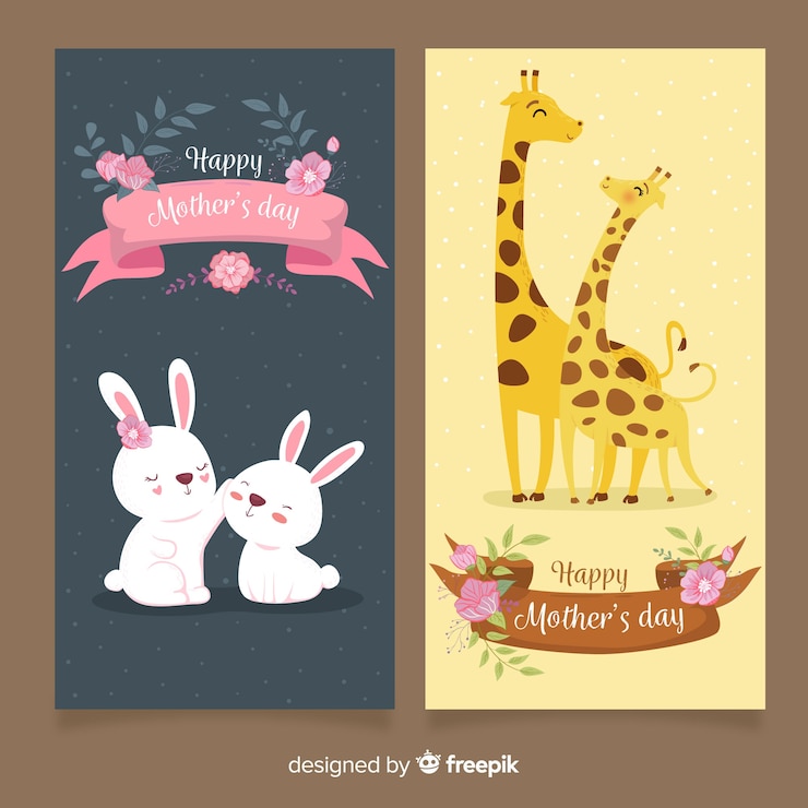 Vetor grátis banners de dia das mães de mão desenhada