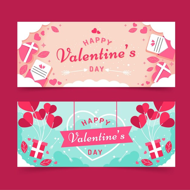 Banners de dia dos namorados de design plano