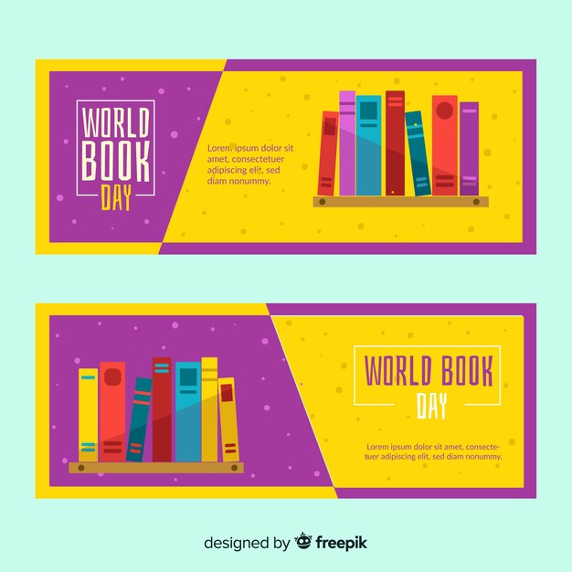 Banners de dia livro livro mundo