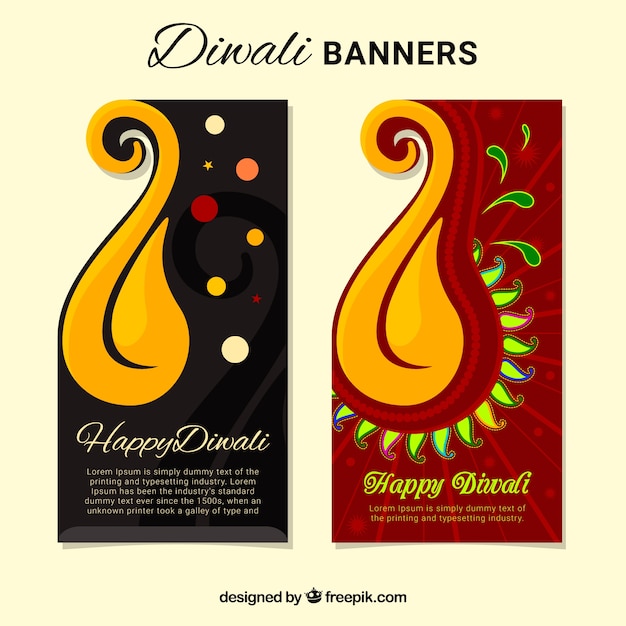 Banners de diwali felizes