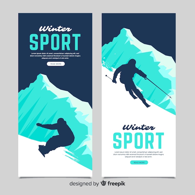 Vetor grátis banners de esportes de inverno