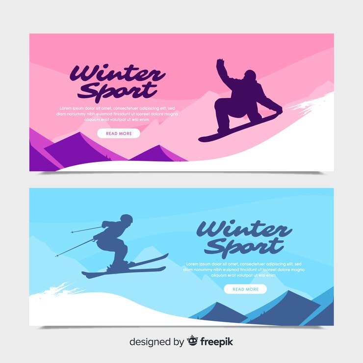 Vetor grátis banners de esportes de inverno