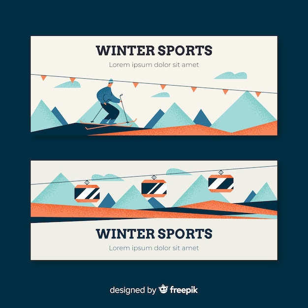 Vetor grátis banners de esportes de inverno