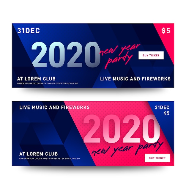 Vetor grátis banners de festa abstrata ano novo 2020