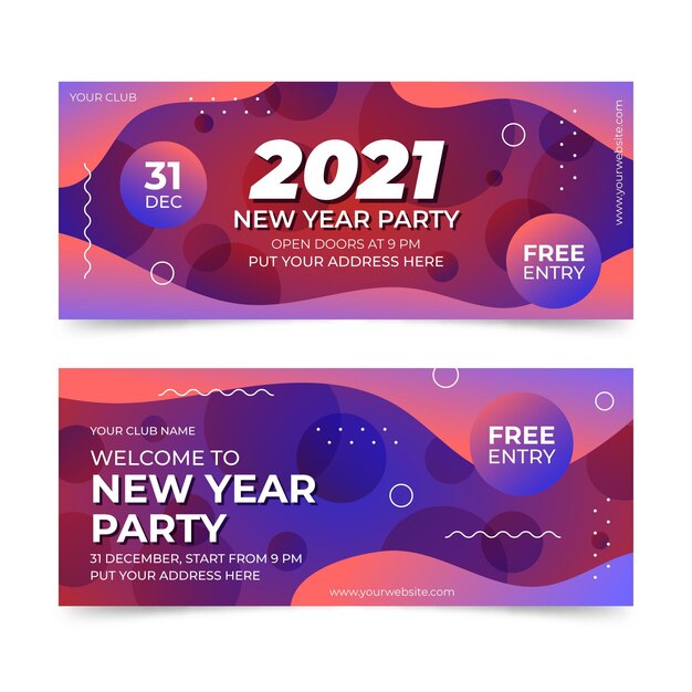 Banners de festa abstratos de ano novo de 2021