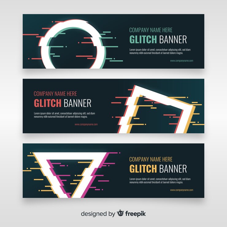 Vetor grátis banners de forma geométrica de falha