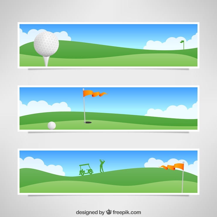 Vetor grátis banners de golfe