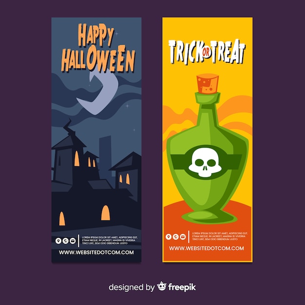 Banners de halloween em design plano