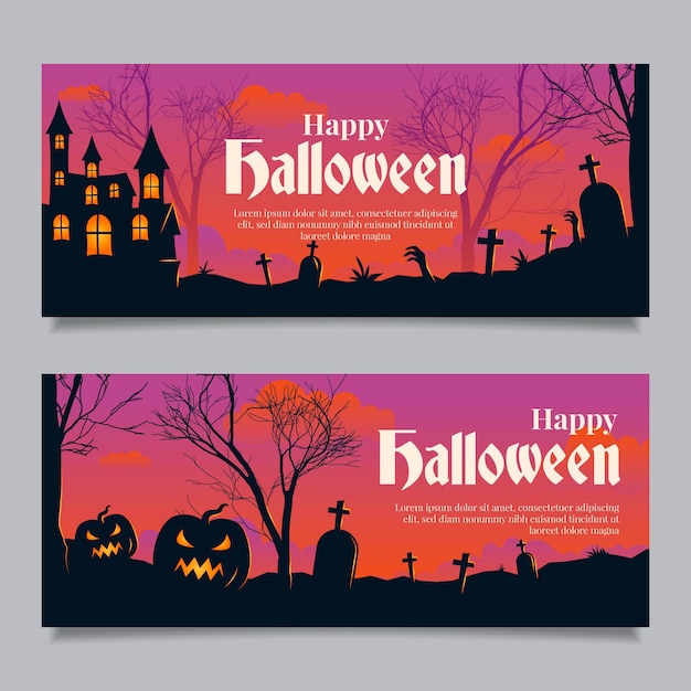 Banners de halloween em design plano