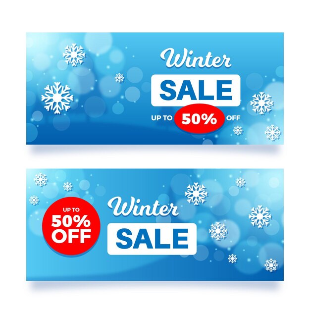 Banners de liquidação de inverno com oferta especial