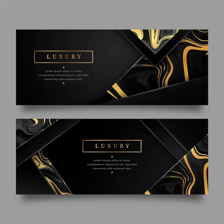Vetor grátis banners de luxo dourados realistas
