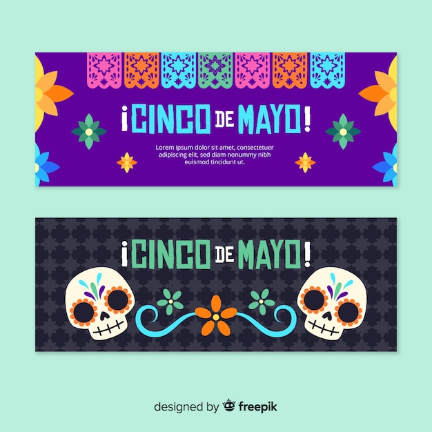 Banners de mão desenhada cinco de maio