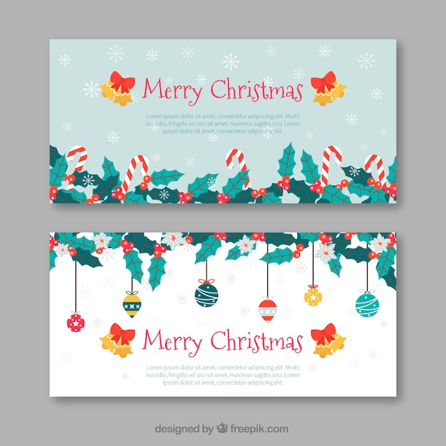 Banners de natal com ornamentos