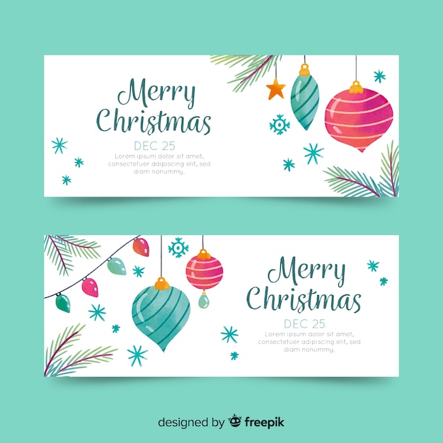 Banners de natal em aquarela