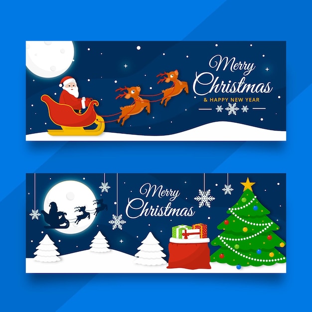 Banners de natal em design plano