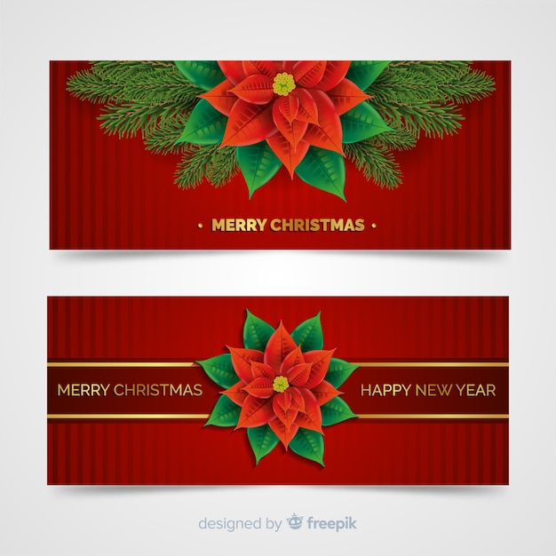 Banners de natal linda com design realista