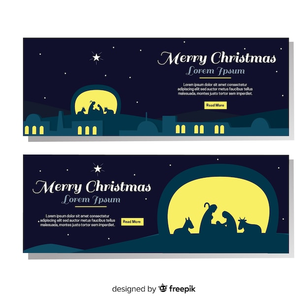 Banners de natal moderno em estilo simples