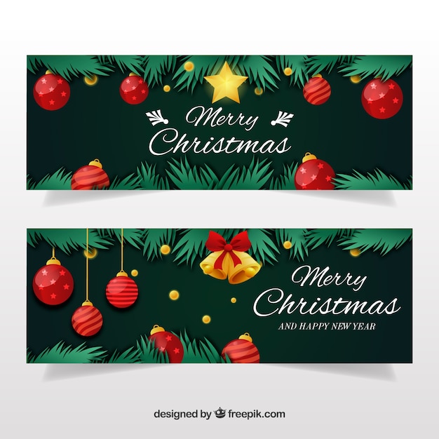 Vetor grátis banners de natal vintage