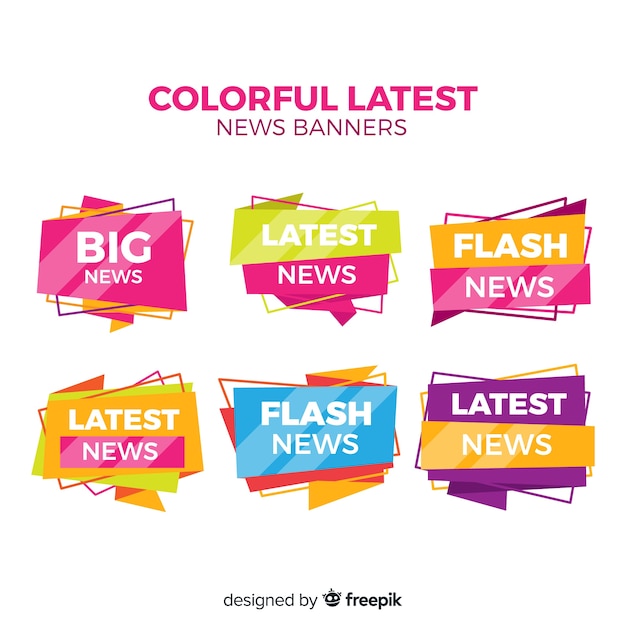 Banners de notícias mais recentes coloridos