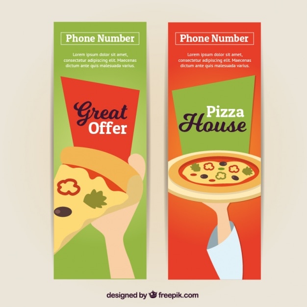 Vetor grátis banners de ofertas pizzaria