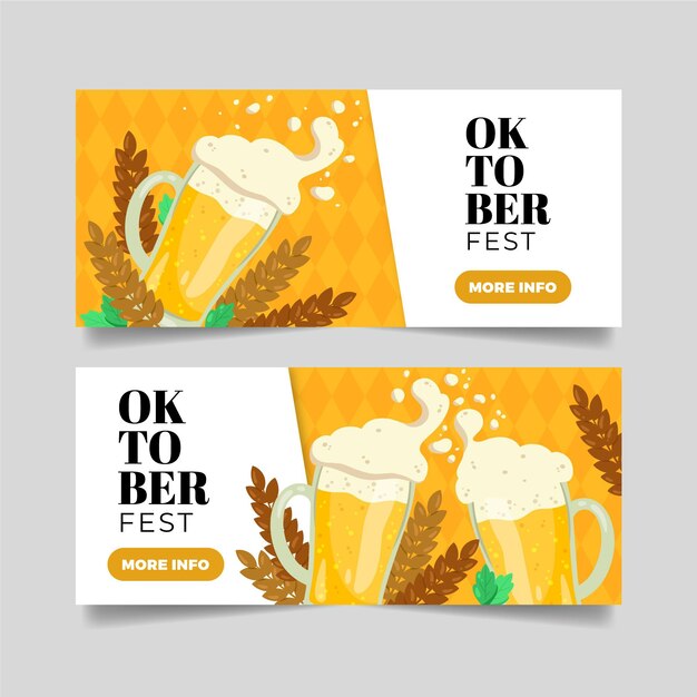 Banners de oktoberfest de estilo mão desenhada