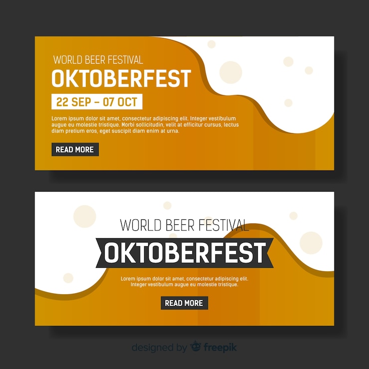 Vetor grátis banners de oktoberfest em estilo de cerveja